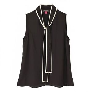 Vince Camuto Black Blouse with Cream Accent